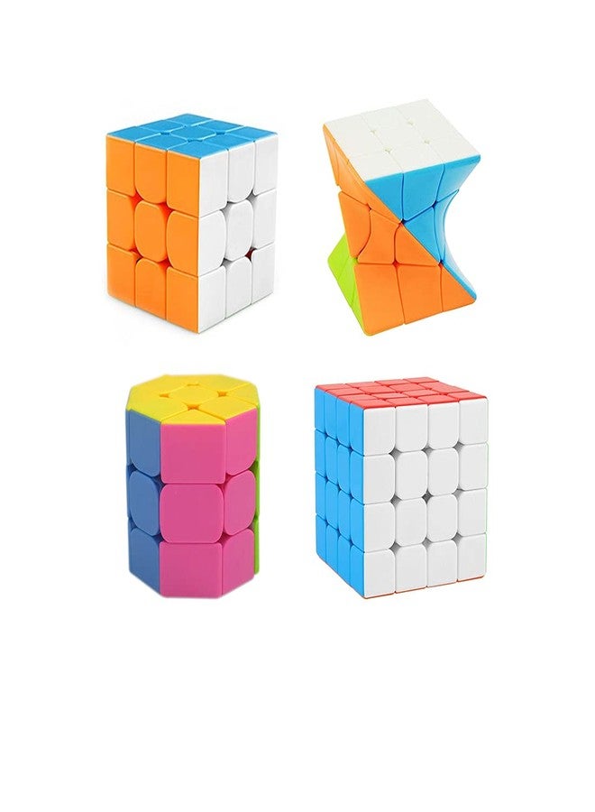 QWICK CLICK High Speed Cube Stickerless 3D Puzzle Cube Bundle 3x4 x Octa x Twister (Pack of 4)